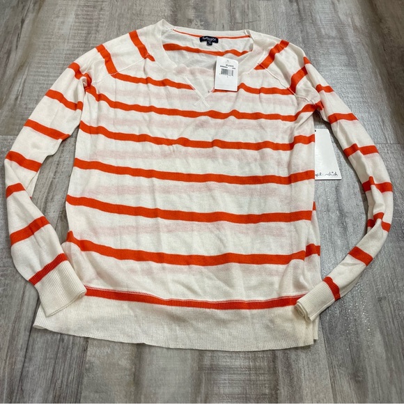 Splendid Orange White Stripe Cashmere Blend Longsleeve Size Large - Picture 1 of 6
